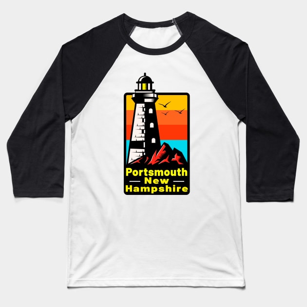 Portsmouth New Hampshire Lighthouse Tuna Fishing NH Baseball T-Shirt by TravelTime